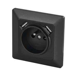 Zásuvka domovní s USB 250V/16A antracit