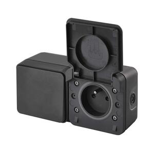 Spínač domovní střídavý se zásuvkou 250V/16A IP55