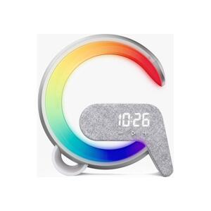 08987L-LEDRGB Stmívatelná lampa s budíkem a Qi nabíjením 30W/230V stříbrná