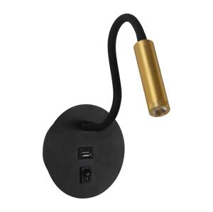 Brilagi Brilagi -LED Flexibilní nástěnná lampa s USB portem MAYA LED/3W/230V černá/zlatá