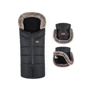 Petite&Mars PETITE&MARS - SADA Dětský fusak 4v1 ARCTIC + rukávníky na kočárek Forever Black