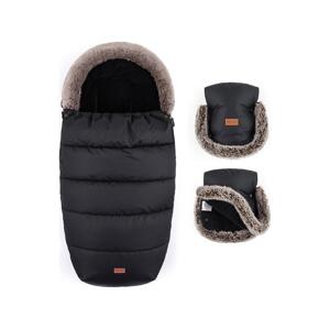 Petite&Mars PETITE&MARS - SADA Dětský fusak 4v1 COMFY + rukávníky na kočárek Forever Black