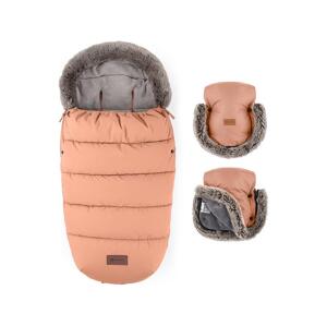 Petite&Mars PETITE&MARS - SADA Dětský fusak 4v1 COMFY + rukávníky na kočárek Pastel Peach