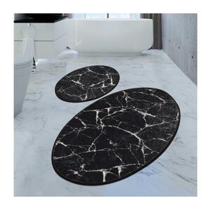 SADA 2x Koupelnová předložka MARBLE 50x60/60x100 cm černá