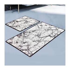 SADA 2x Koupelnová předložka MARBLE 60/100 cm bílá/černá