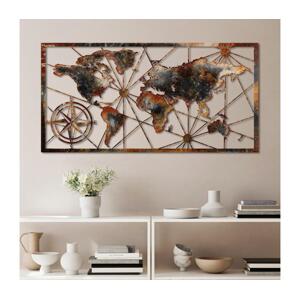 Nástěnná dekorace 120x60 cm mapa světa kov