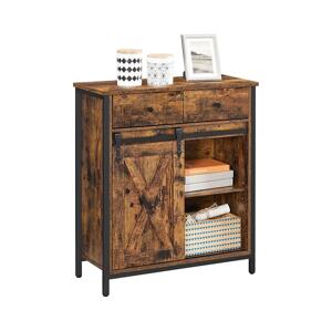 Komoda s posuvnými dvířky a zásuvkami FIRA hnědá/černá LSC100B01