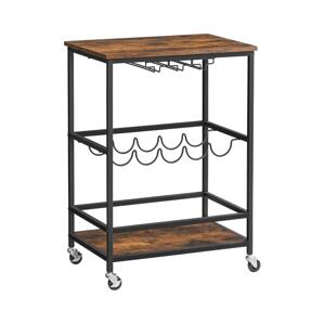 Servírovací stolek na lahve a skleničky MARGE hnědá/černá LRC087B01