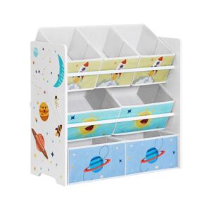 Dětský úložný regál s látkovými boxy ANET modrá/bílá GKR034W01