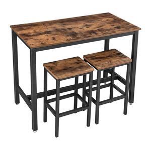 Sada barový stůl a 2x barové stoličky BARTIS hnědá/černá LBT15X