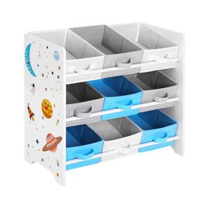 Dětský úložný regál s látkovými boxy ANET modrá/bílá GKR33WT