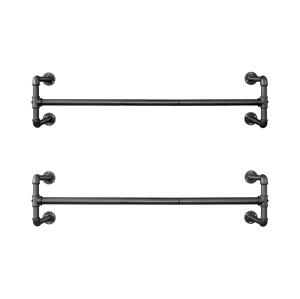 Sada 2x nástěnný věšák na ramínka LINEA černá HSR64BK-02