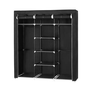 Úložná látková skříň s policemi a šatní tyčí MATIS 150x175 cm černá RYG12B