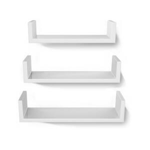 Sada 3x nástěnná police SHELFY bílá LWS40WT
