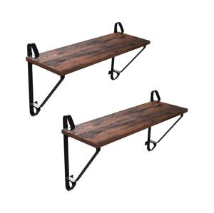 Sada 2x Nástěnná police SHELFY hnědá/černá LCR01BX