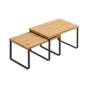 Sada 2x úložná polička MARGE černá/hnědá KCS02NBV1