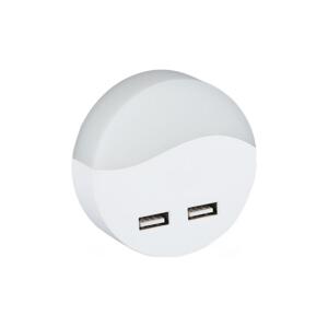 LED Noční světlo se senzorem soumraku do zásuvky 2xUSB LED/0,45W/230V 3000K