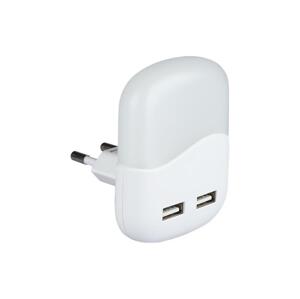 LED Noční světlo se senzorem soumraku do zásuvky 2xUSB LED/0,45W/230V 3000K