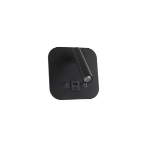 LED Nástěnné bodové svítidlo s USB portem LED/8W/230V 3000K černá 240036
