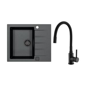 ALVEUS ALVEUS SETA23230 - Kuchyňský dřez CADIT+dřezová baterie MINTAS 34cm granit/černá