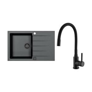 ALVEUS ALVEUS SETA23231 - Kuchyňský dřez CADIT+dřezová baterie MINTAS 34cm granit/černá