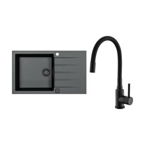 ALVEUS ALVEUS SETA23232 - Kuchyňský dřez CADIT+dřezová baterie MINTAS 34cm granit/černá