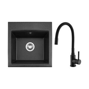 ALVEUS ALVEUS SETA23193 - Kuchyňský dřez ATROX+dřezová baterie MINTAS 34cm granit/černá