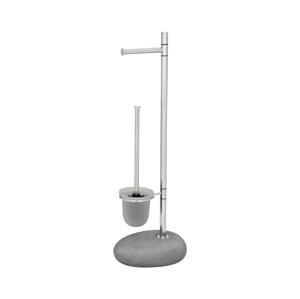Wenko WENKO 19494100 - WC štětka PEBBLE STONE 23,5x70 cm lesk. chrom/šedá/satin