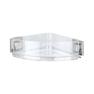Wenko WENKO 22686100-Rohová polička VACUUM-LOC QUADRO ED 28x19,5 cm stříbrná/čirá