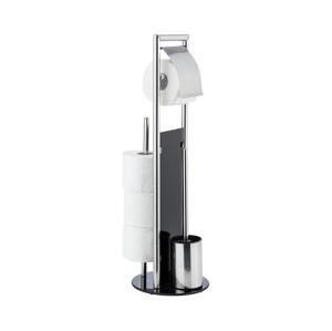 Wenko WENKO 24075800 - WC set RAVINA 20x707 cm nerez/stříbrná/černá
