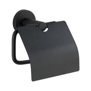Wenko WENKO 24241100-Držák toaletního papíru BOSIO BLACK 15x13,5 cm nerez/stříbrná