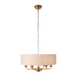 Endon Endon 110722 - Lustr na řetězu HIGHCLERE 6xE14/6W/230V béžová/mosaz pr. 55 cm