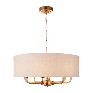 Endon Endon 110727 - Lustr na řetězu HIGHCLERE 8xE14/6W/230V béžová/mosaz pr. 70 cm