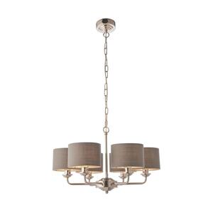 Endon Endon 94381 - Lustr na řetězu HIGHCLERE 6xE14/28W/230V šedá/lesklý chrom