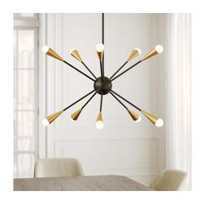 Elstead Feiss FE-JAX10-MB - LED Lustr na tyči JAX 10xG9/3W/230V černá/zlatá