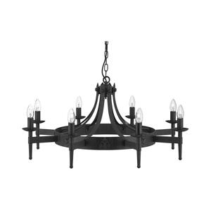 Searchlight Searchlight 2428-8BK - Lustr na řetězu CARTWHEEL 8xE14/60W/230V černá