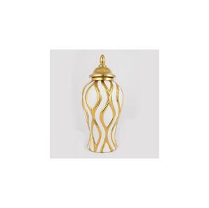 Eurolamp Keramická váza 42,6x18,8 cm zlatá/bílá