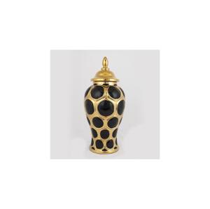 Eurolamp Keramická váza 40x17,7 cm zlatá/černá