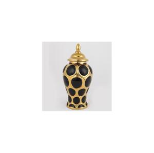 Eurolamp Keramická váza 33,8x16 cm zlatá/černá