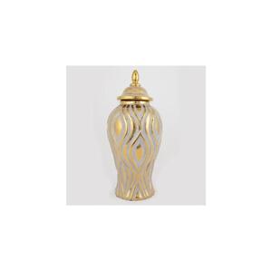 Eurolamp Keramická váza 42,6x18,8 cm zlatá/stříbrná