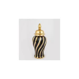 Eurolamp Keramická váza 36,5x16 cm zlatá/černá