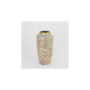 Eurolamp Keramická váza 25x13 cm bílá/zlatá/černá
