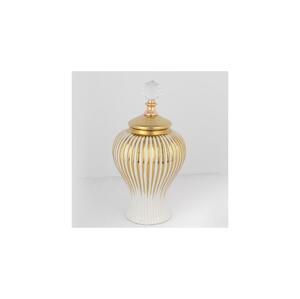 Eurolamp Keramická váza 35x17,5 cm zlatá/bílá