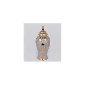 Eurolamp Keramická váza 35x18,5 cm zlatá/šedá