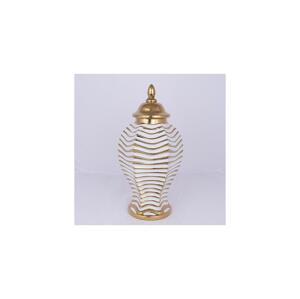 Eurolamp Keramická váza 42,2x21,1 cm zlatá/bílá