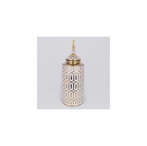 Eurolamp Keramická váza 45,7x16,9 cm zlatá/bílá