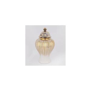 Eurolamp Keramická váza 35x18,5 cm zlatá/bílá