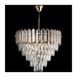 LED Lustr na řetězu 9xE27/60W/230V + 6xLED/6W pr. 50 cm zlatá