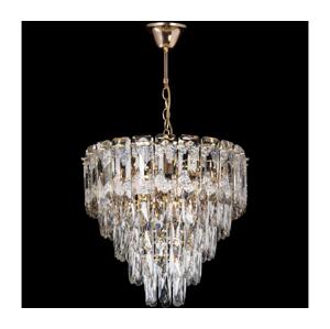 LED Lustr na řetězu 7xE27/60W/230V + 4xLED/6W pr. 40 cm zlatá
