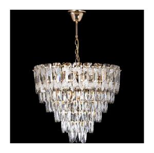 LED Lustr na řetězu 9xE27/60W/230V + 6xLED/6W pr. 50 cm zlatá